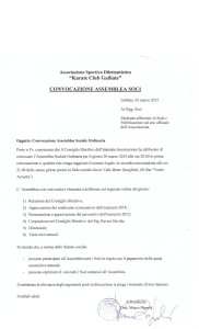 Il giorno 20 Marzo 2015 si terrà l'assemblea soci. Posso partecipare tutti i soci in regola col pagamento annuale.